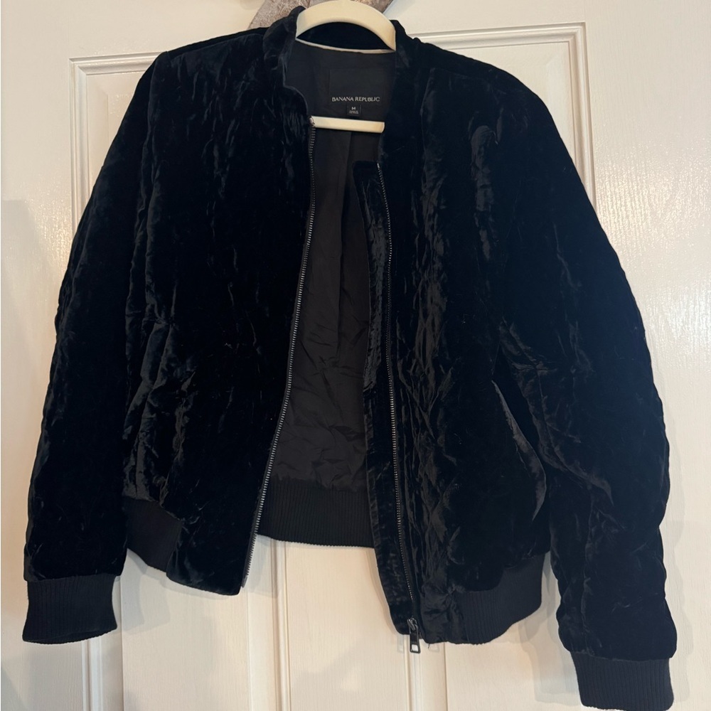 Banana Republic Black Quilted Bomber Jacket